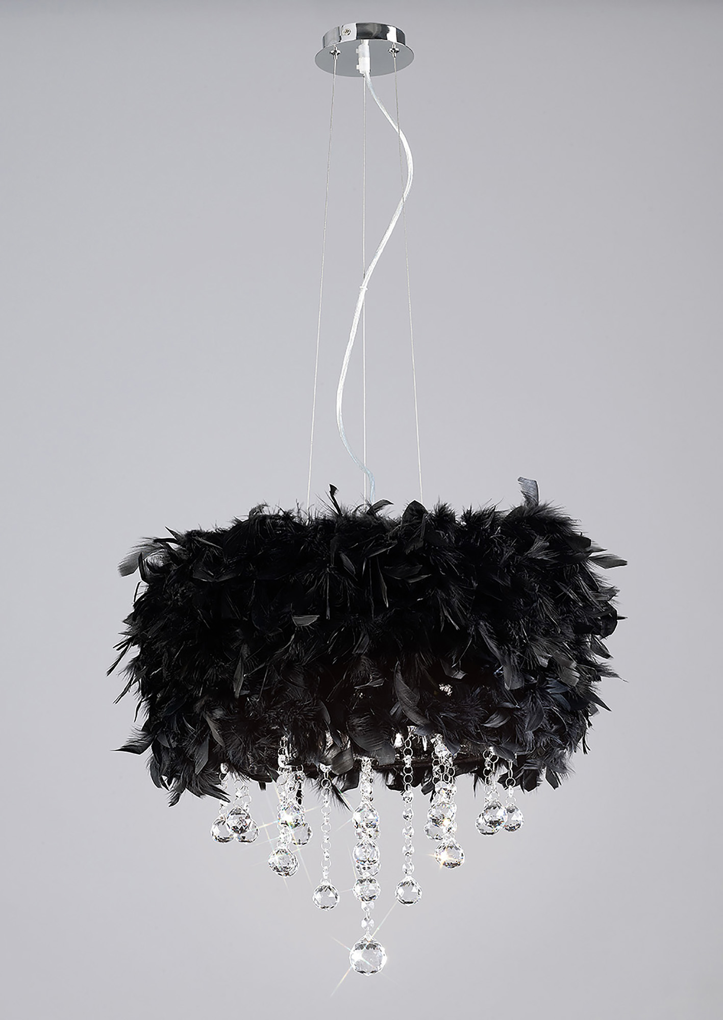 IL30742/BL  Ibis Crystal Pendant With Feather Shade 3 Light